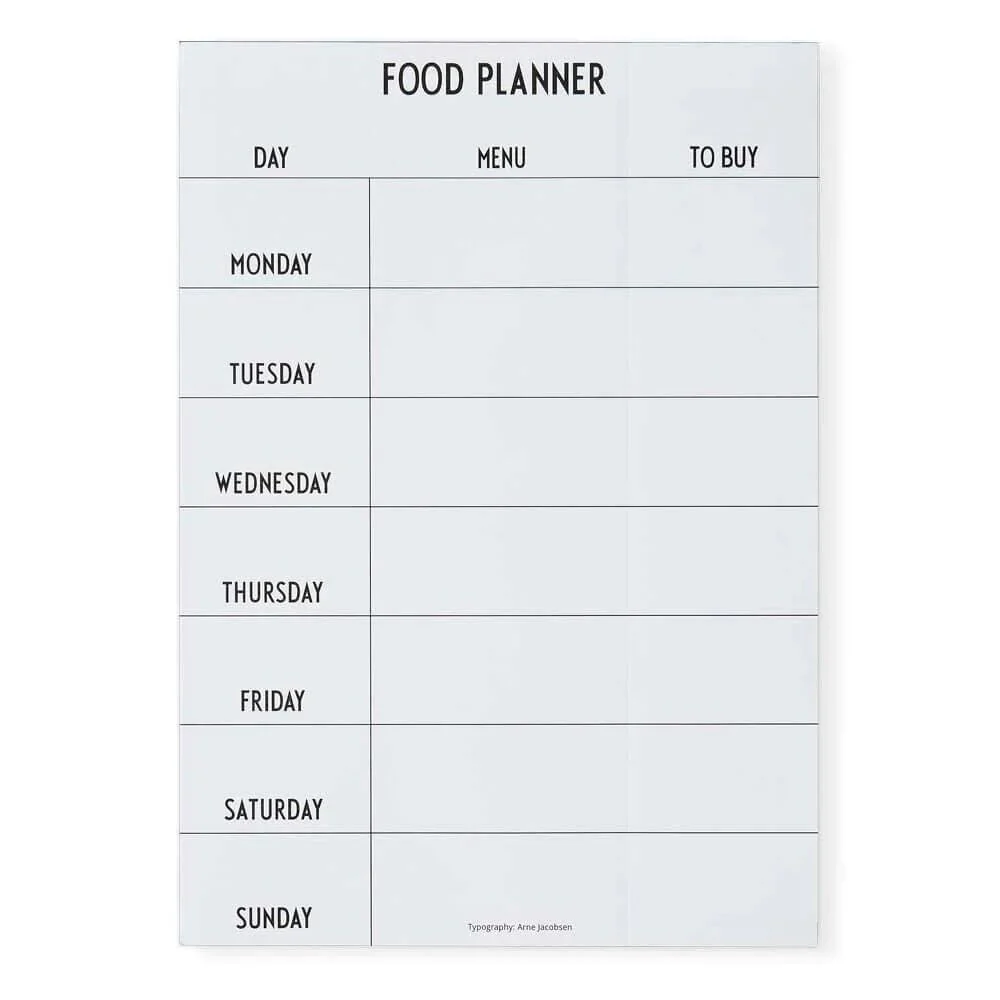 Design Letters  Weekly food planner - ugekalender