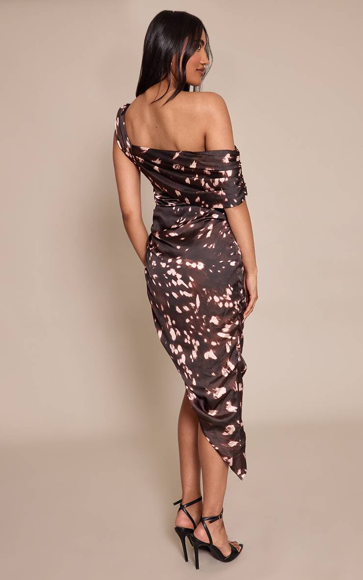 Marron Robe Bardot À Ourlet Asymétrique