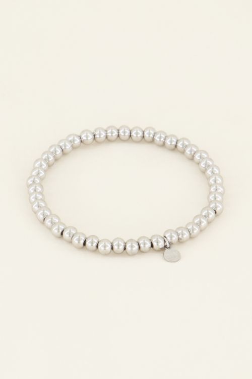 Stretch armband stalen kralen