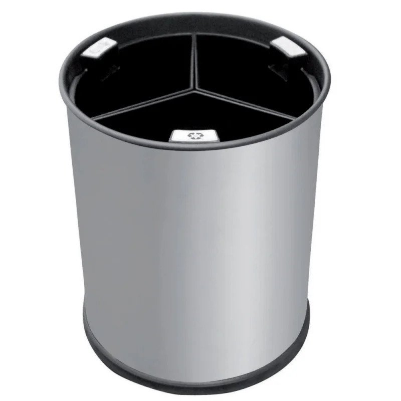 JVD – Poubelle à déchets brossé – 3 bacs noirs – 13L