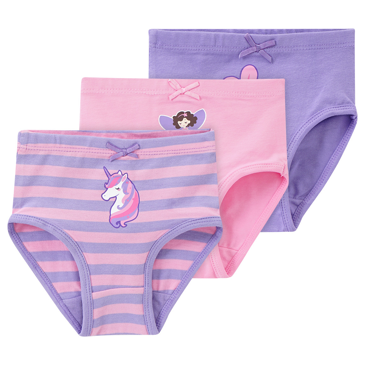Topomini 3 Mädchen Slips in verschiedenen Dessins helllila / rosa