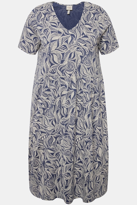 Jerseykleid, A-Linie, V-Ausschnitt, Halbarm, Biobaumwolle