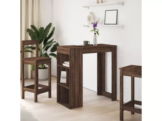 Table de bar avec étagères chêne marron bois d'ingénierie
