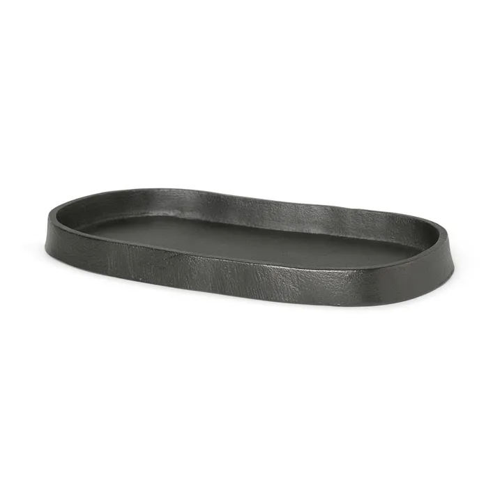 Ferm Living Plateau ovale Yama en aluminium recyclé  | Noir