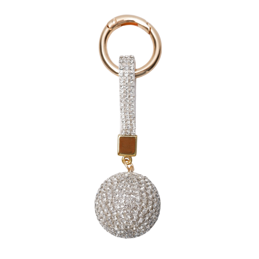 Black Colour  Ball Rhinestone nøglering - Clear