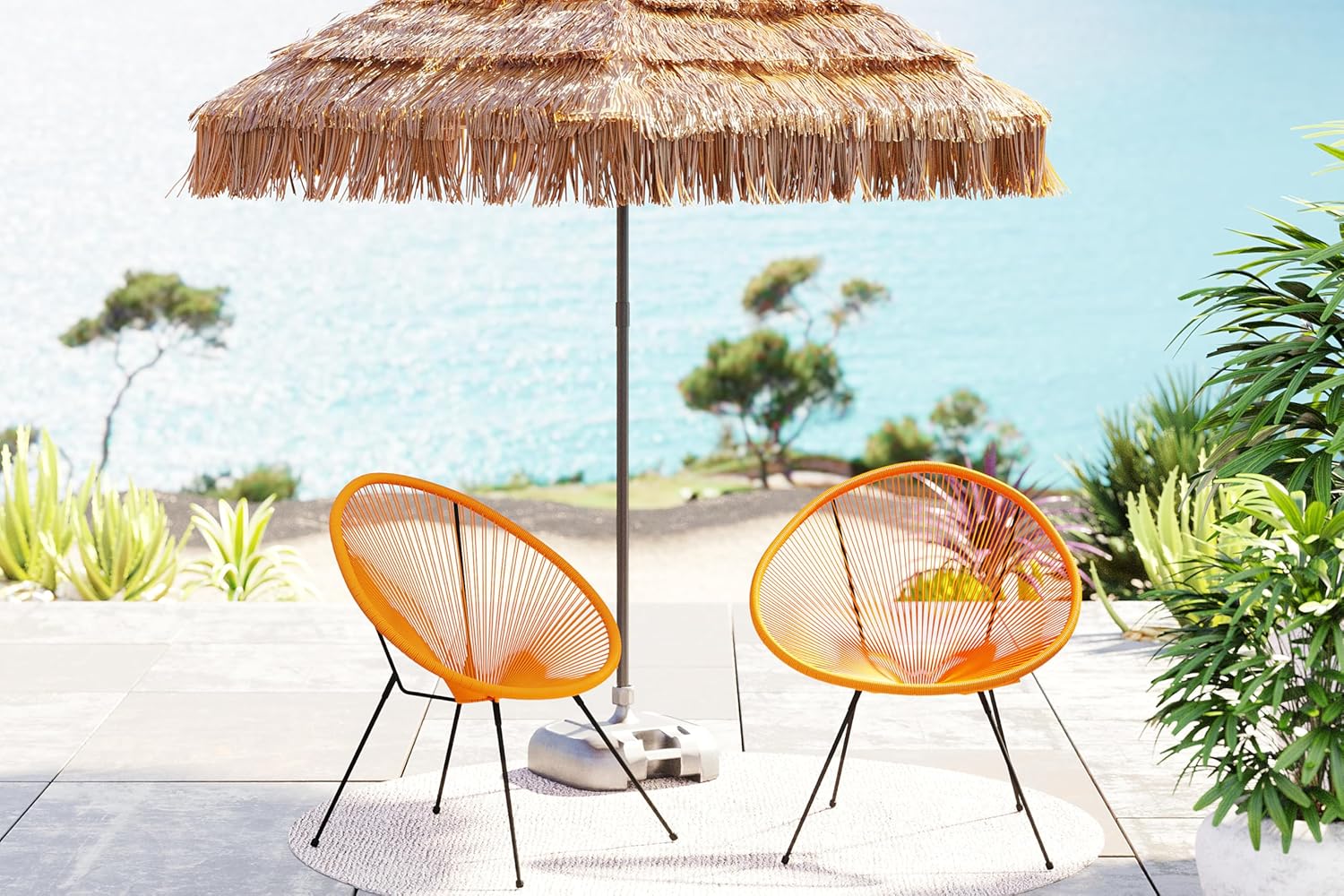 Kare Design Gartenmöbel Set Acapulco, 2er Set, Orange, Indoor und Outdoor Sitzgruppe im Retro-Design, 2X Sessel, Gartenstühle, Lounge-Möbel für Balkon, Garten, Terrasse, Stahl, 85x73x78 cm (H/B/T)