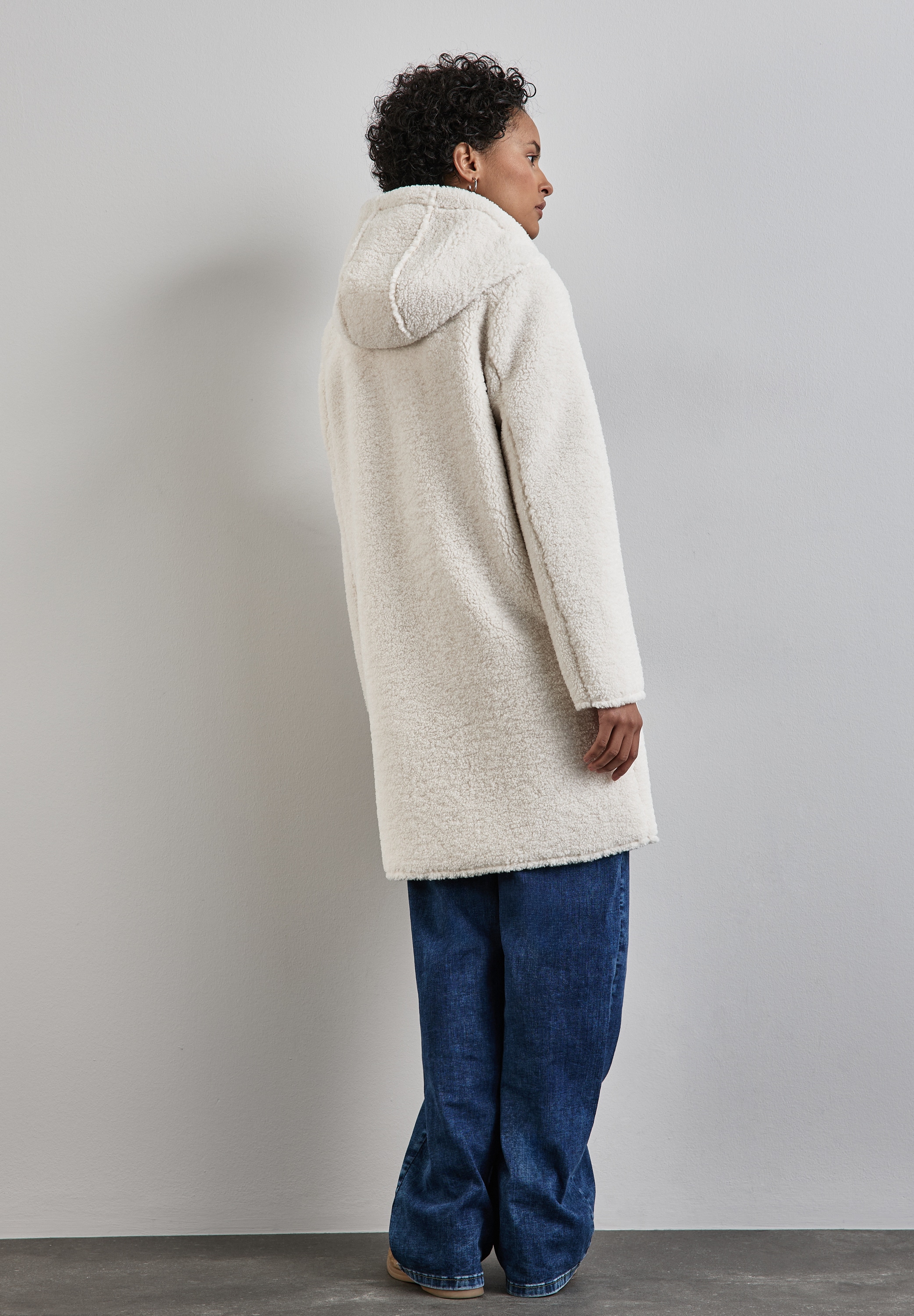 STREET ONE Langjacke mit Kapuze mit Teddyfell und Kapuze