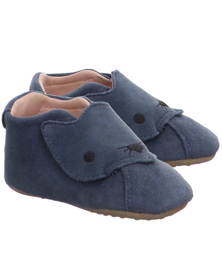 Krabbelschuhe PAPAGENO – KATZE in blau