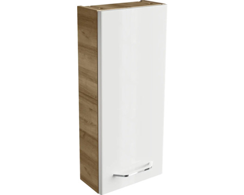 Wandkast FACKELMANN Milano knoestig eiken wit 30 cm breed