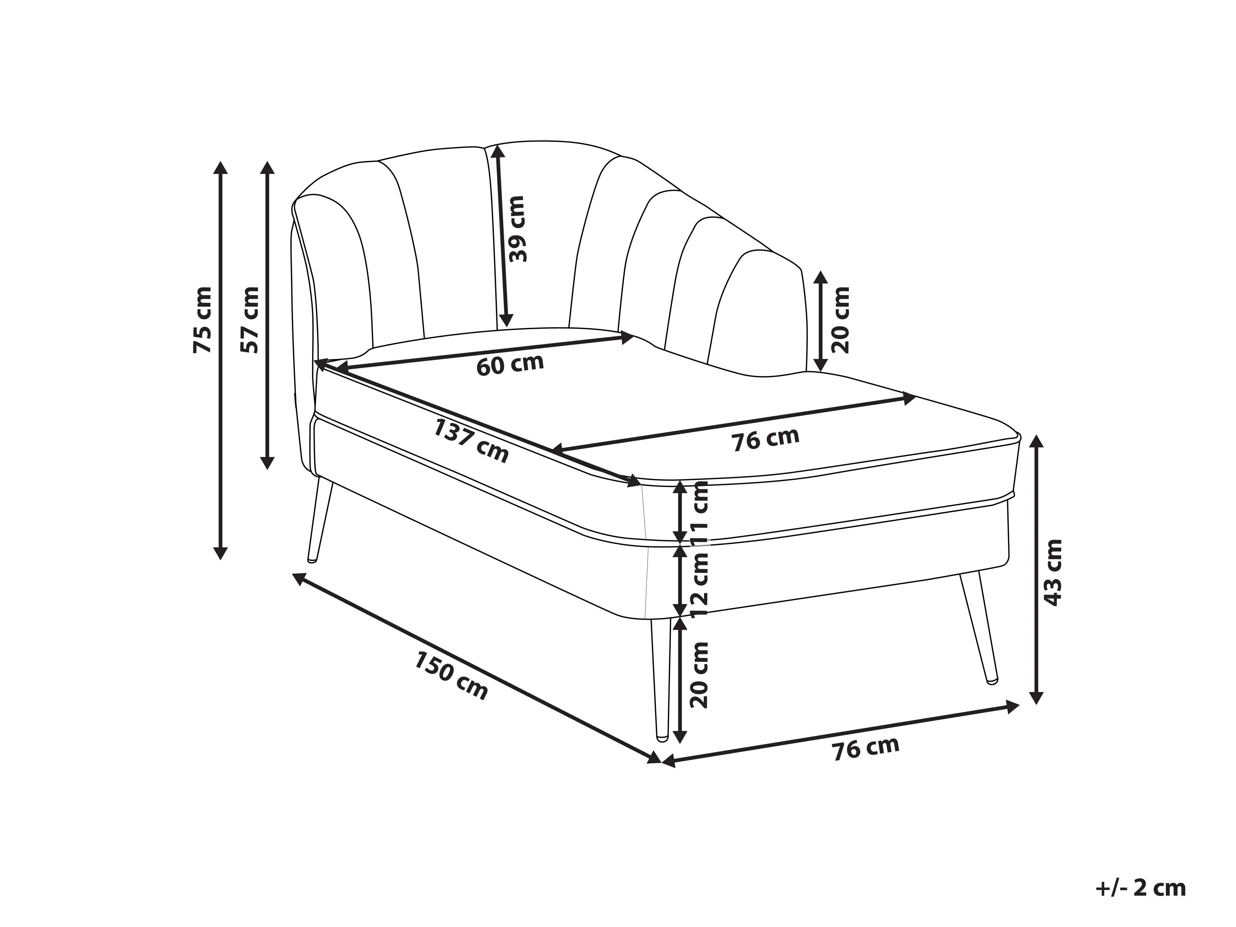 Linkszijdige chaise longue ALLIER Fluweel Roze