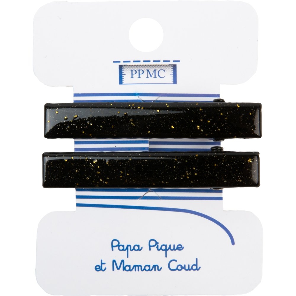 Barrette Croco Moyenne Noir Pailleté Cr045