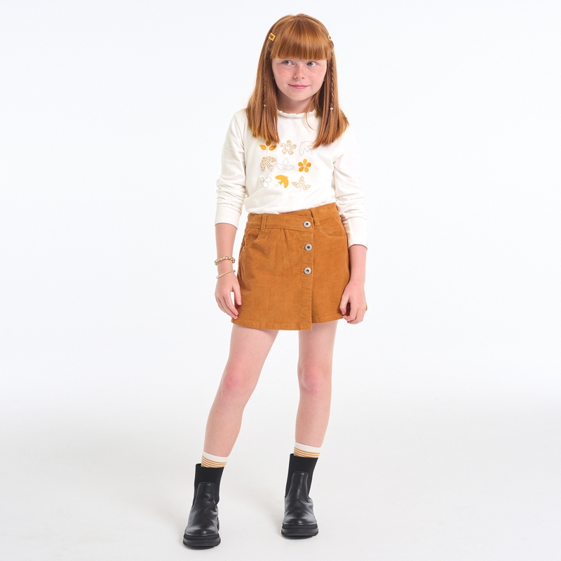 T-shirt manches longues à motifs jaune fille