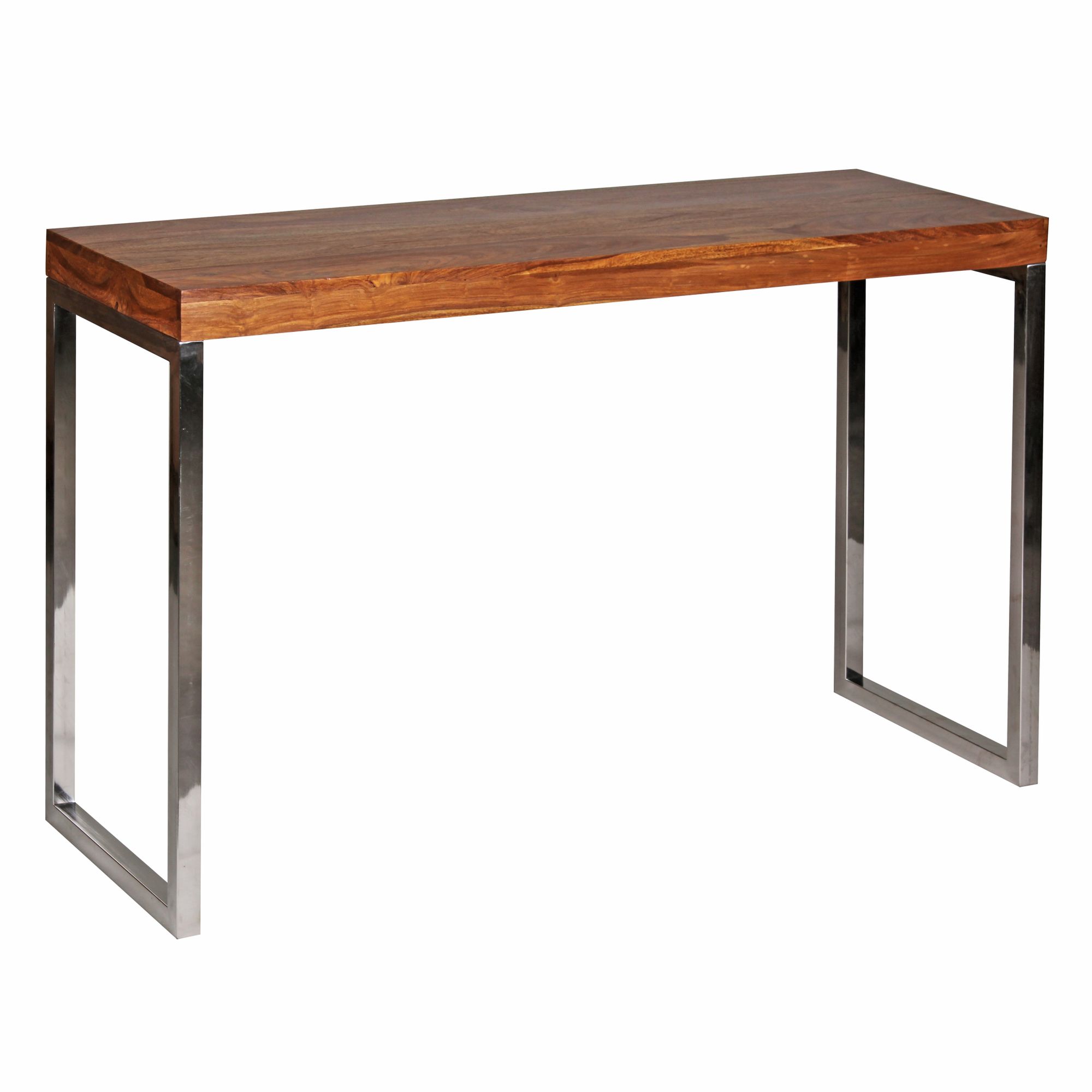 KADIMA DESIGN Konsolentisch ISEN: Flexibel, 120x76x45 cm, Massivholz, Chromgestell, handgefertigt.