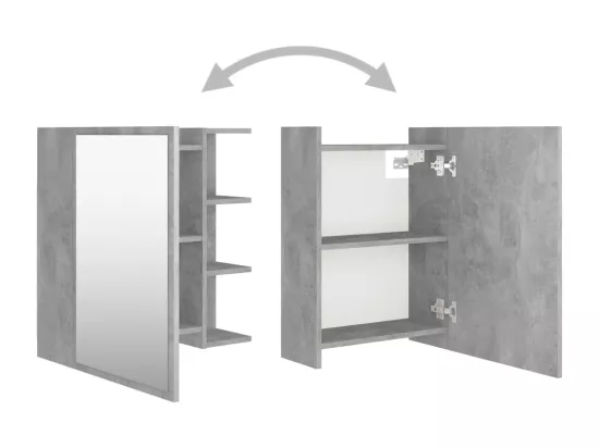 Armoire à miroir de salle de bain Gris béton Bois d’ingénierie