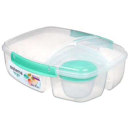 Sistema TO GO Brotdose Triple Split, 3 Fächer, türkis