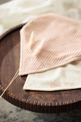 Jollein Velvet Rib Bandana Tøysmekker 2-Pakk, Wild Rose/Ivory