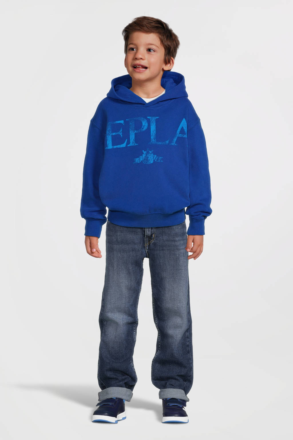 REPLAY hoodie met logo blauw