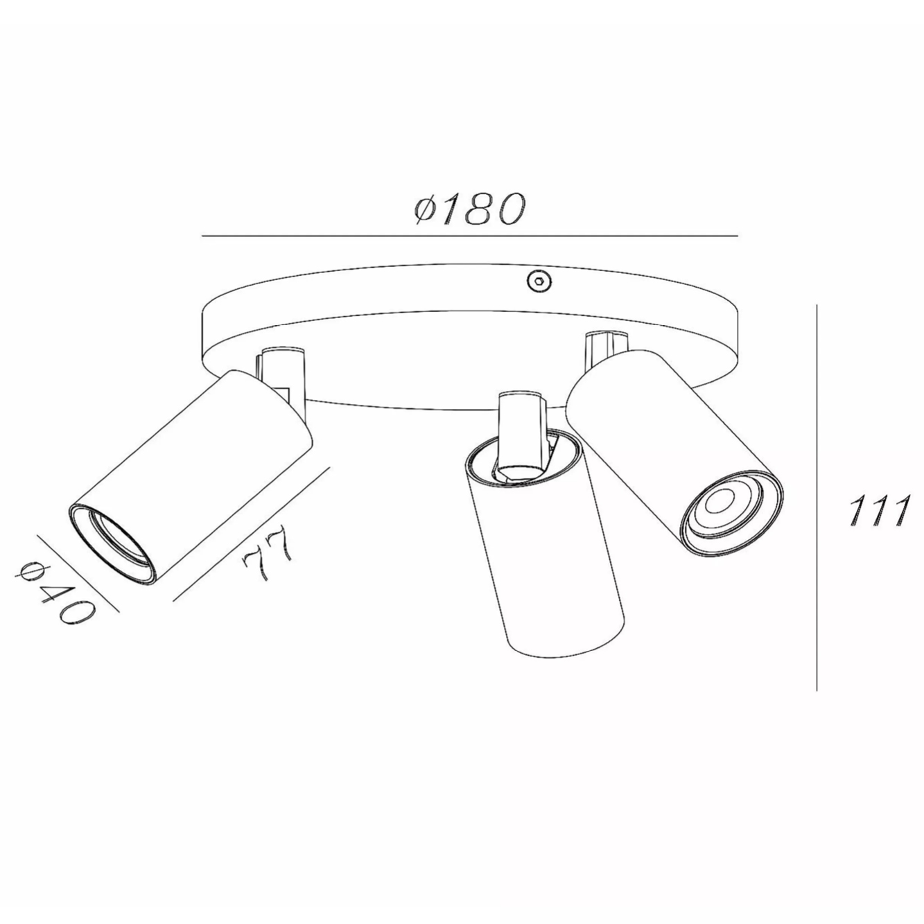 RITMO PLAFONDSPOT Ø 18CM 3-LICHTS ZWART