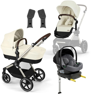 Cybex EOS Lux Duovogn inkl. Beemoo Route Babybilstol & Base, Seashell Beige/Mineral Grey