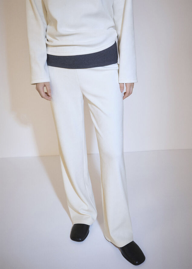 MANGO Corduroy straight trousers Light beige