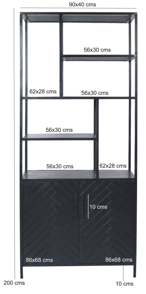Boekenkast York B90 x D40 x H210 cm