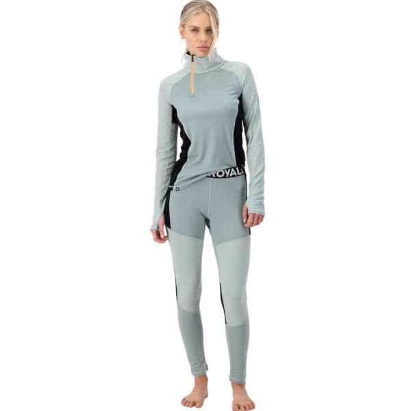 T-shirt thermique MONS ROYALE W OLYMPUS HALF ZIP GLACIER/DEW/BLACK