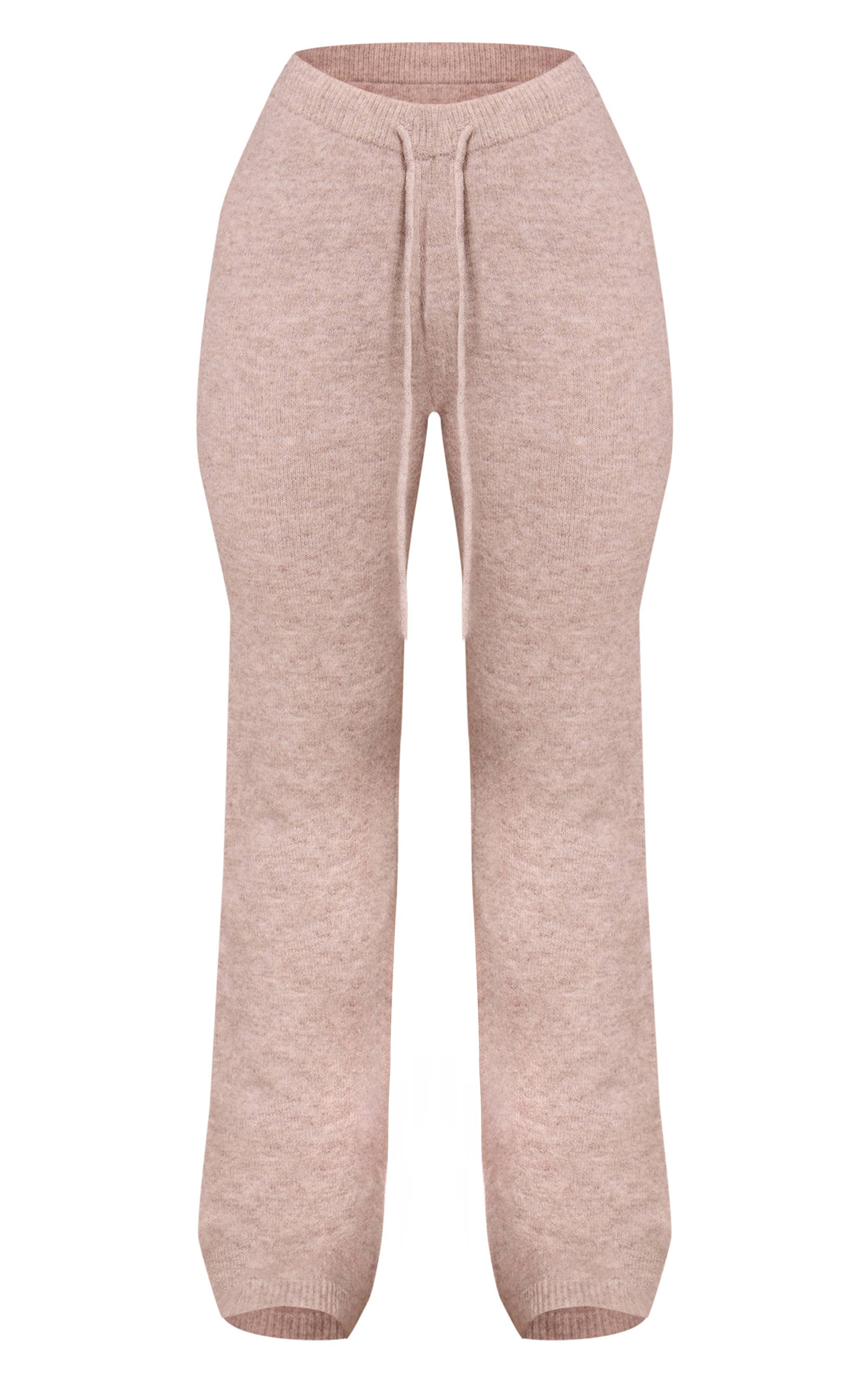 Beige Pantalon Tricoté À Cordon De Serrage Petite