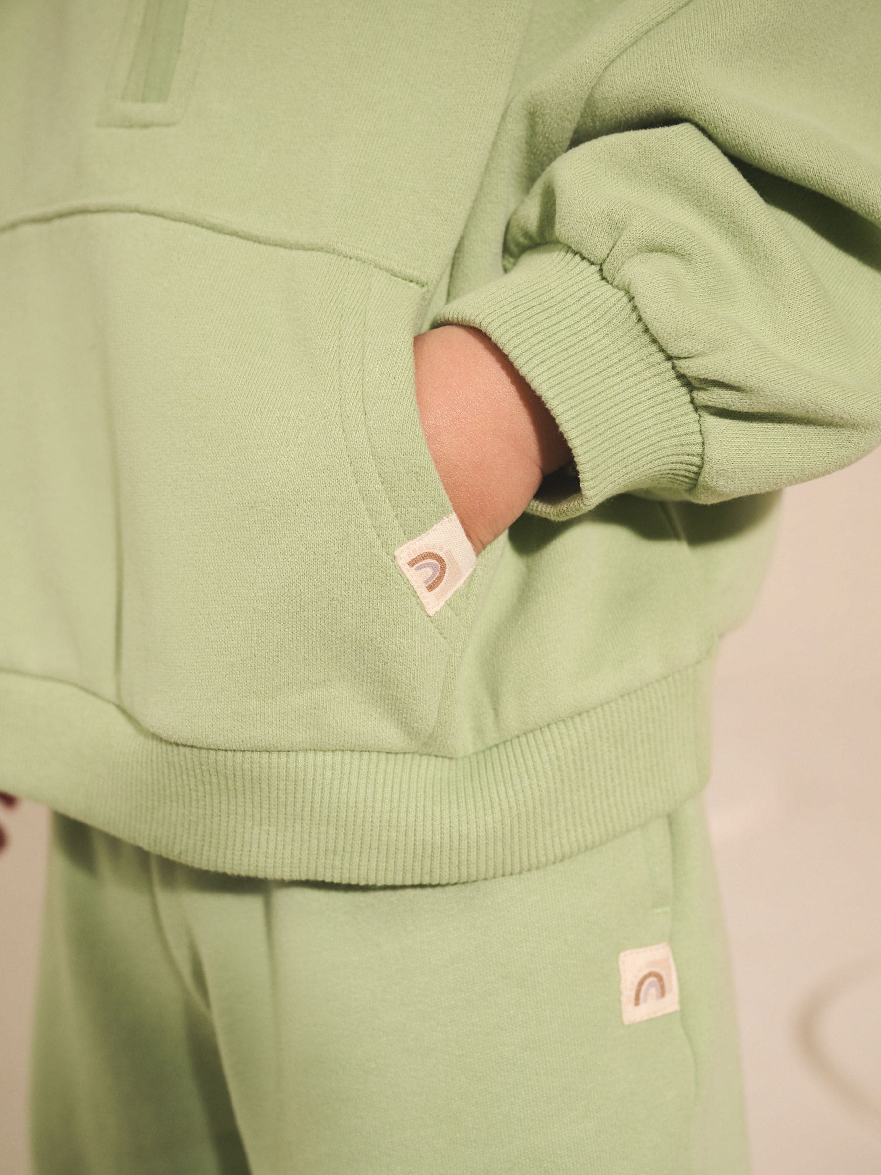Grijs-groen - Sweatshirt met kwartrits (3mnd -7jr)