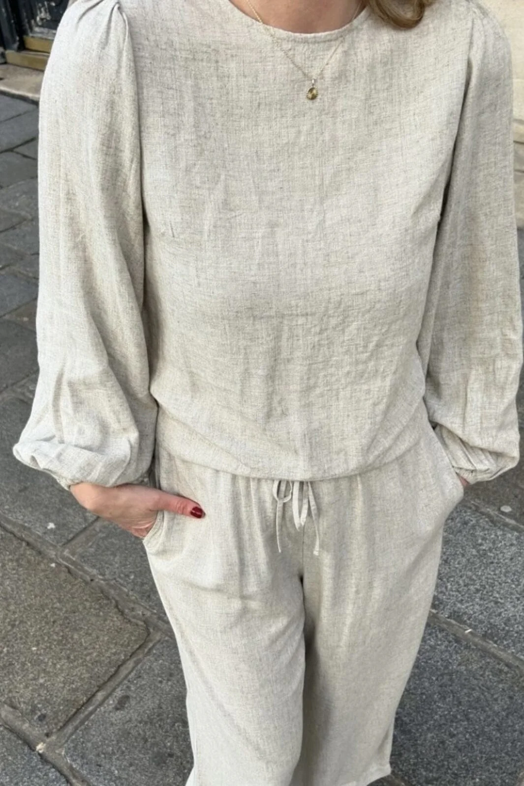 Neo Noir Lissabon Soft Linen Pants sand