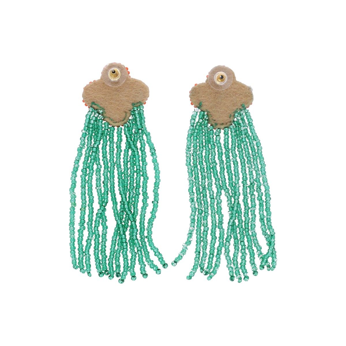 Boucles d'oreilles en perles fleur orange et verte Pondie Chérie