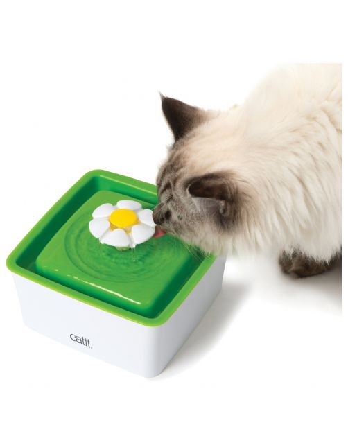 Catit Drinkfontein Mini Bloem Senses - Kattendrinkbak - 18.2x18.2x12 cm 1.5 l Wit Groen Mini