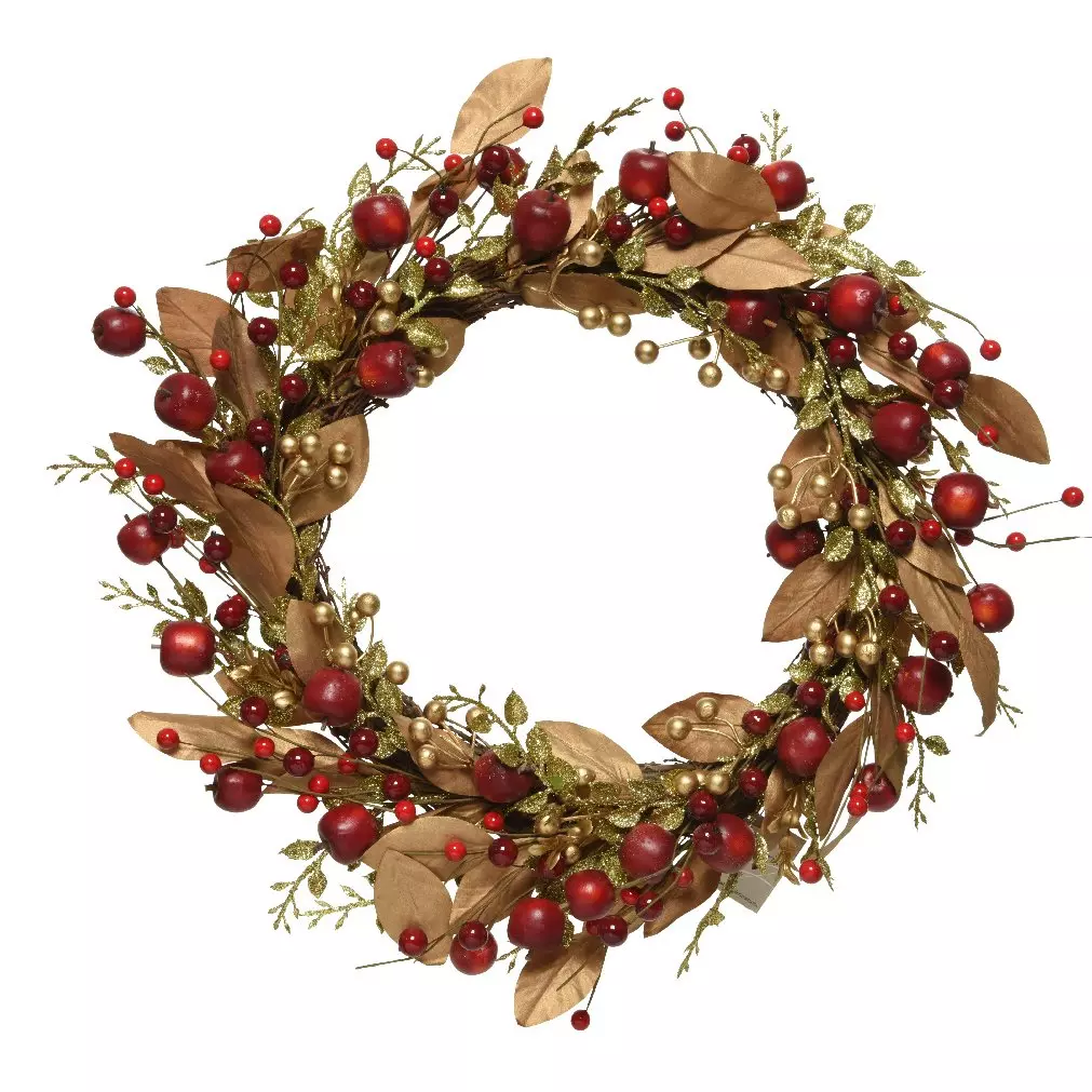 Couronne de Noël (D60 cm) Gstaad Rouge et doré
