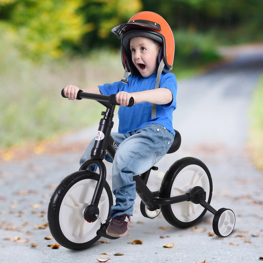 HOMCOM 2-in-1 Kinderfahrrad schwarz