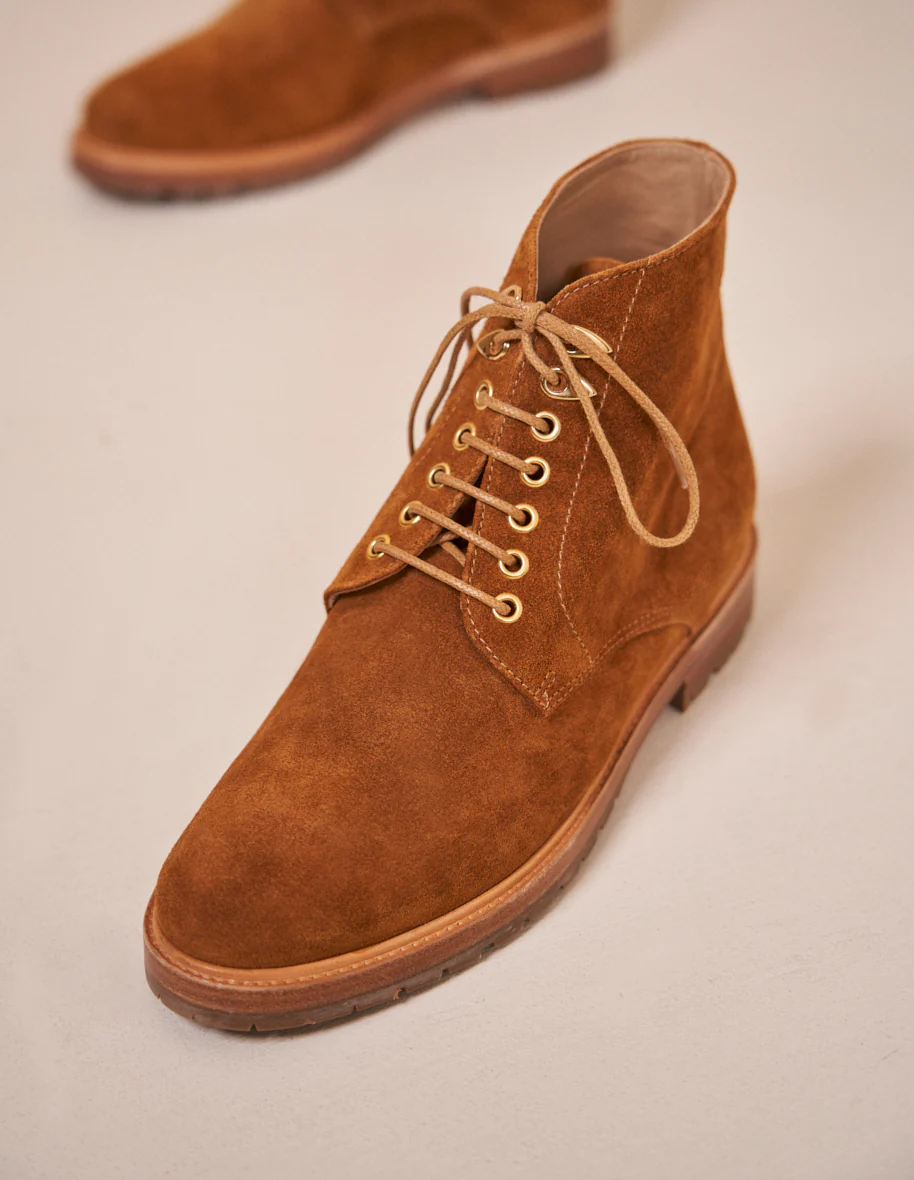 Bottines à lacets Laurène - Suède ambre