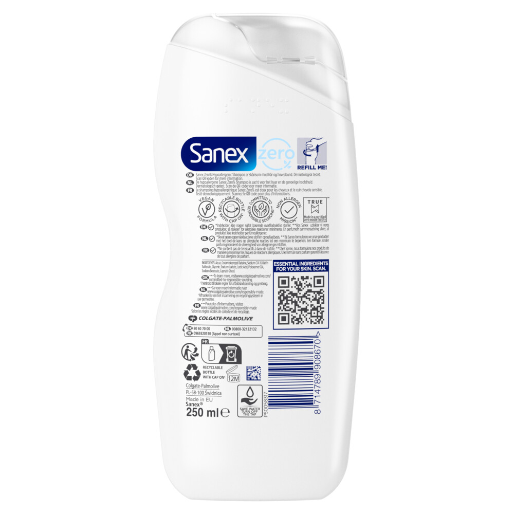 Sanex Shampoo Zero% Sensitive250 ml