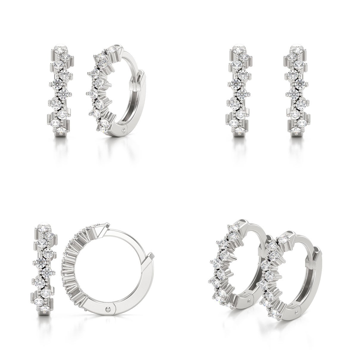 Boucles d'oreilles ADEN Créoles Diamants sur Argent 925 1.602grs