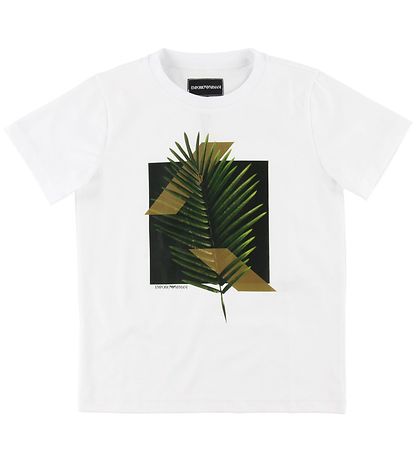 Emporio Armani T-Shirt - Weiß m. Palmblatt