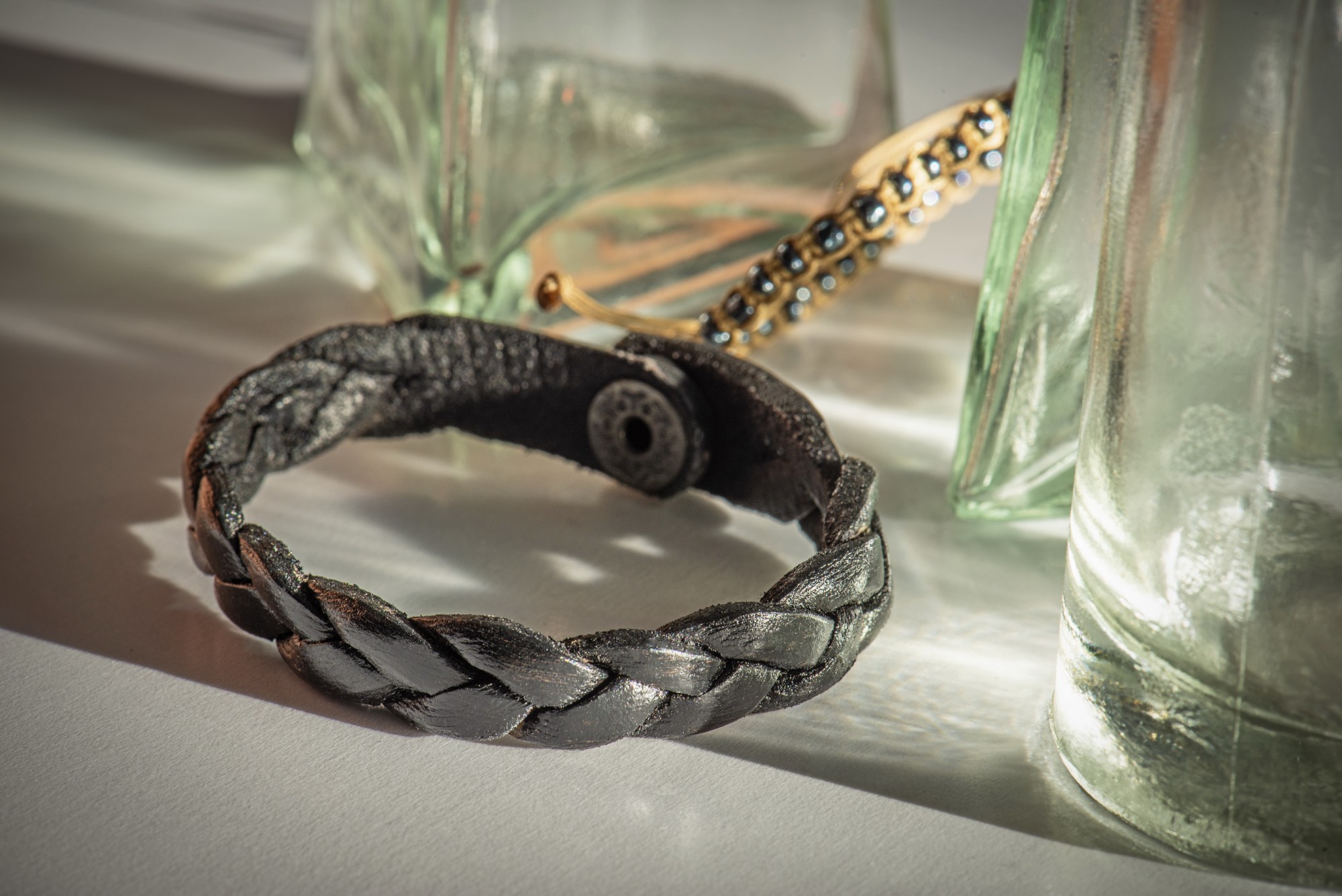 Leder-Armband 'Ray', schwarz, L 20 - 22 cm, B 1 cm günstig bestellen
