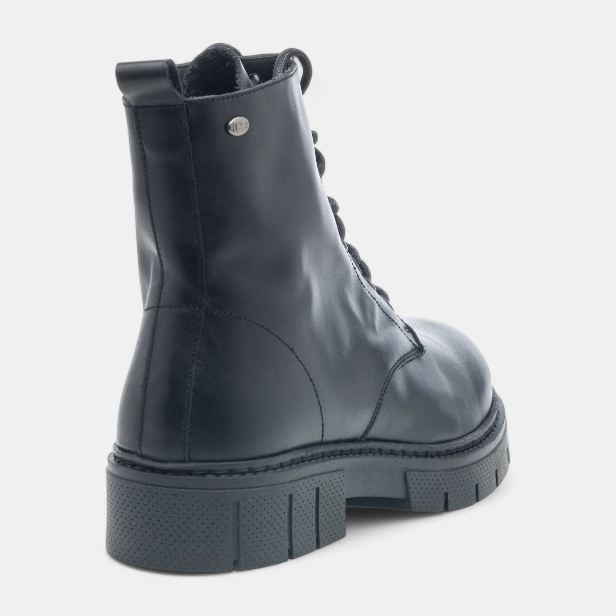 Bottines à lacets Femme en cuir noir
