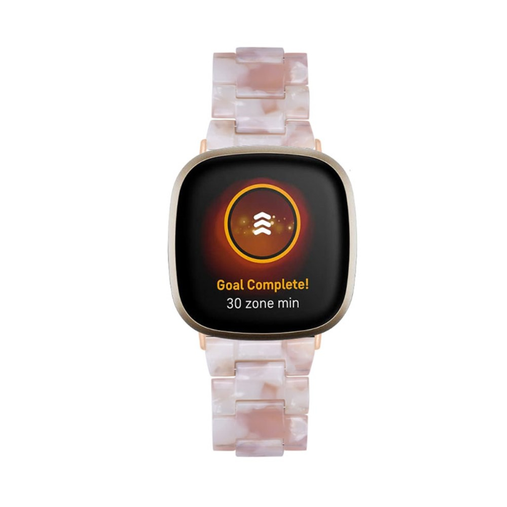 Fitbit Versa 3 / Sense Resin Armband mit Faltschliesse (Gelenkumfang: 180-210mm)  - Rosa / Weiss