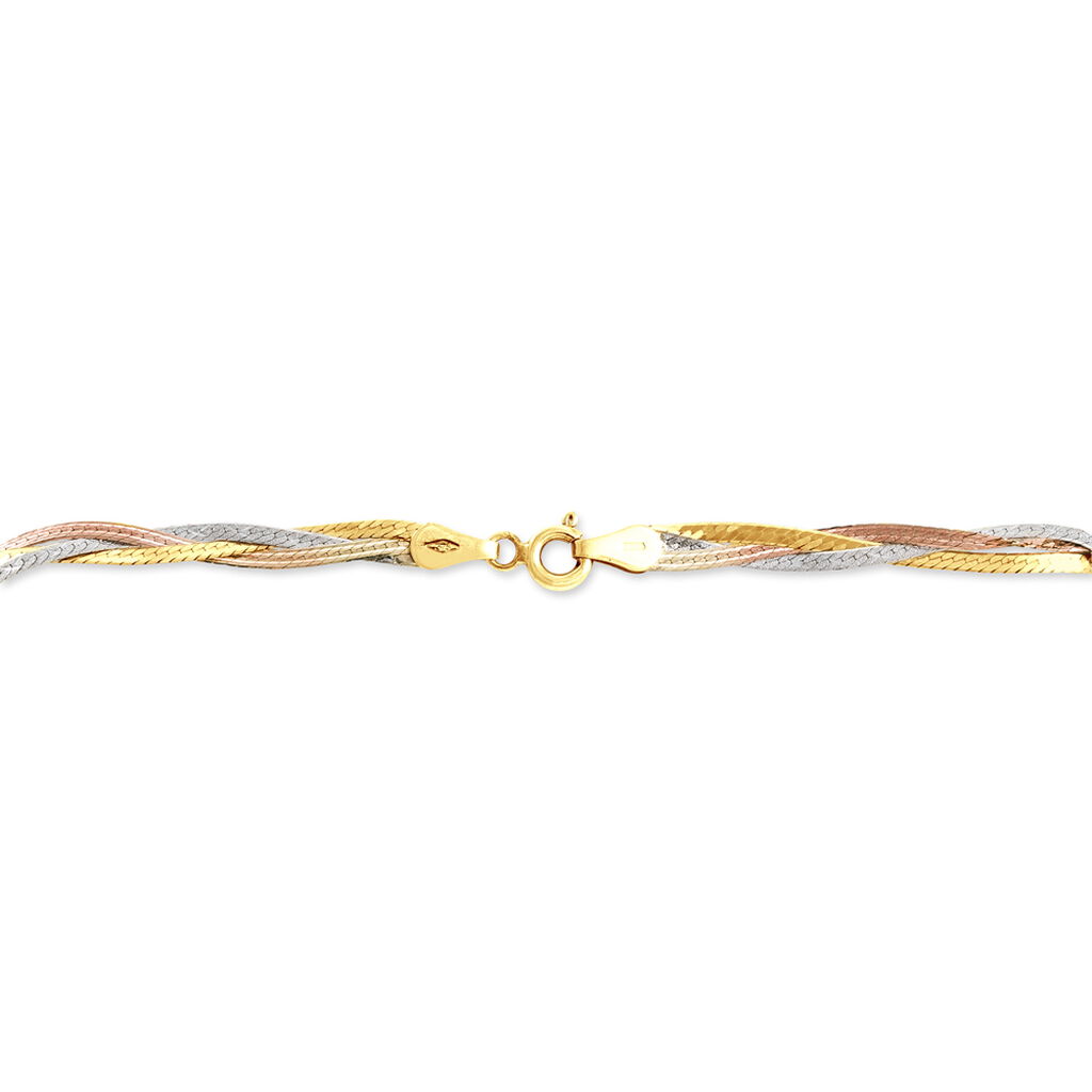 Bracelet Jasmin Tresse 3 Fils Or Tricolore