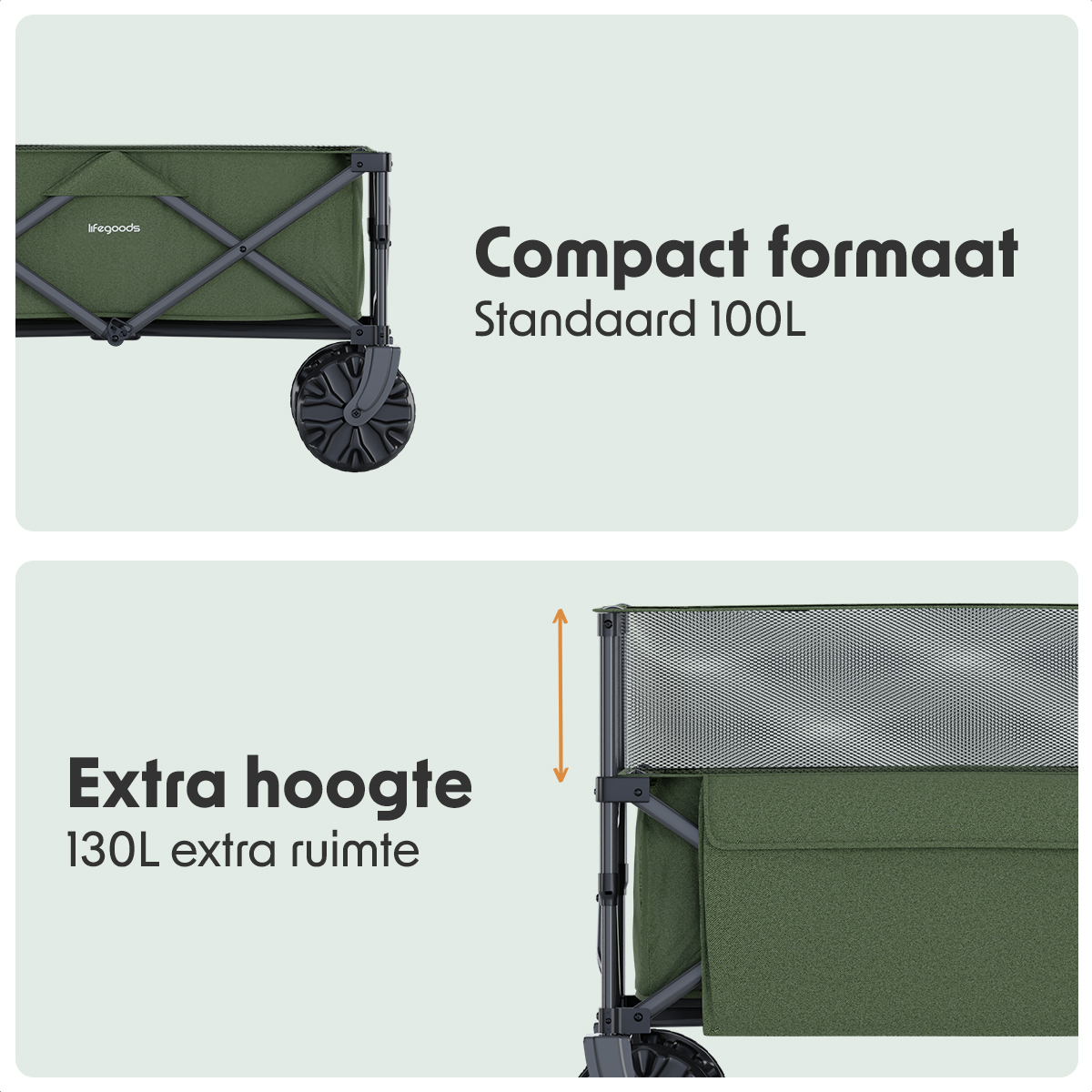 LifeGoods 230L bolderkar - Green