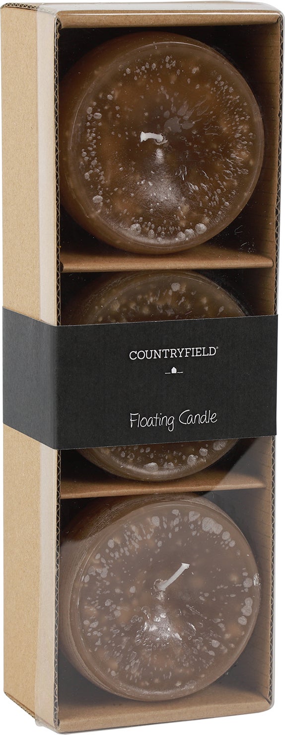 Countryfield drijfkaars Bollie beige 18 uur 3 stuks