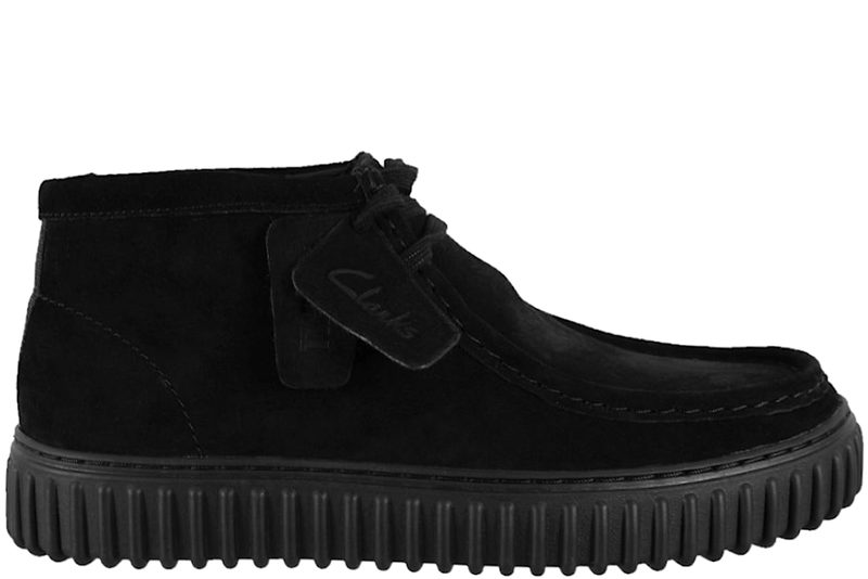 CLARKS TORHILL HI KORT STØVLE I SORT RUSKIND