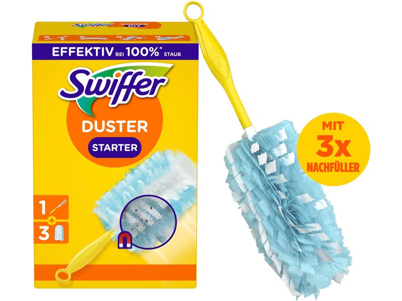 Swiffer Staubmagnet mit Griff 3 Stück, Blau/Gelb Starterset mit Dufttücher