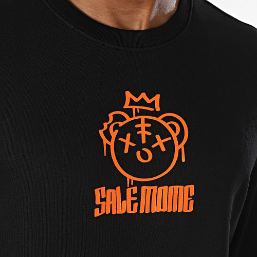 Sweat Crewneck Nounours King Noir Orange Fluo