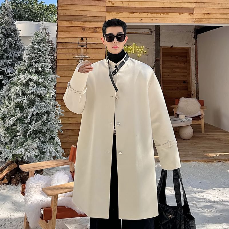 Freehop - Effen lange enkelrijs trenchcoat