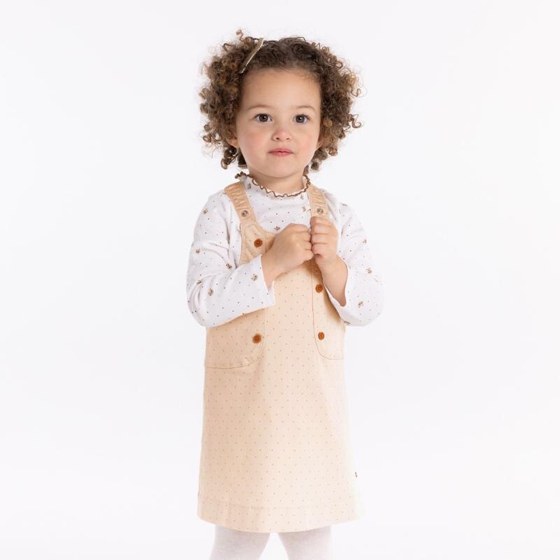 Robe salopette denim à pois blanche bébé fille Blanc