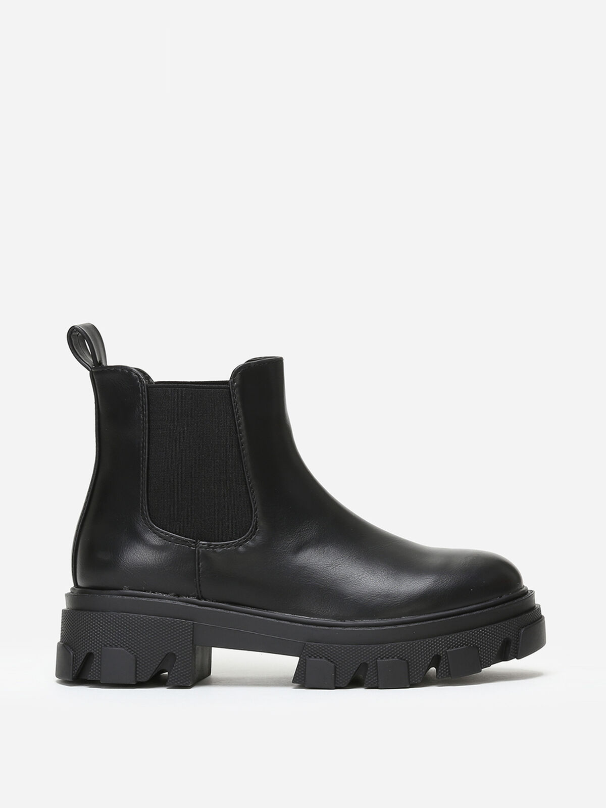 Bottines Chelsea à plateforme crantée- Noir