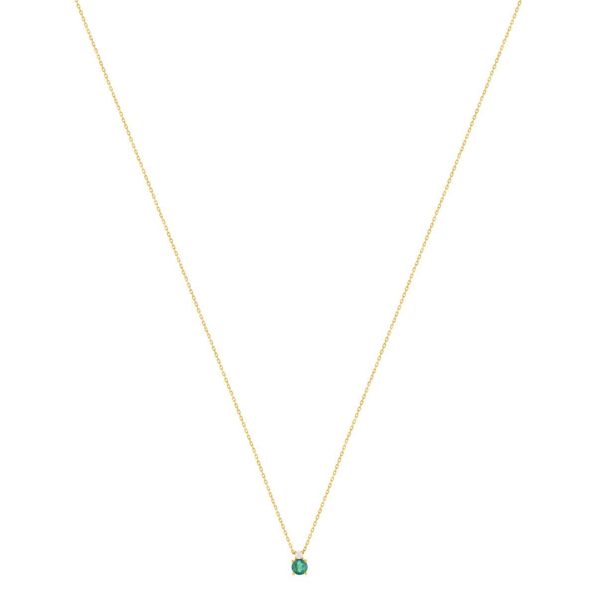 Collier or 375 jaune émeraude zirconia, 45 cm